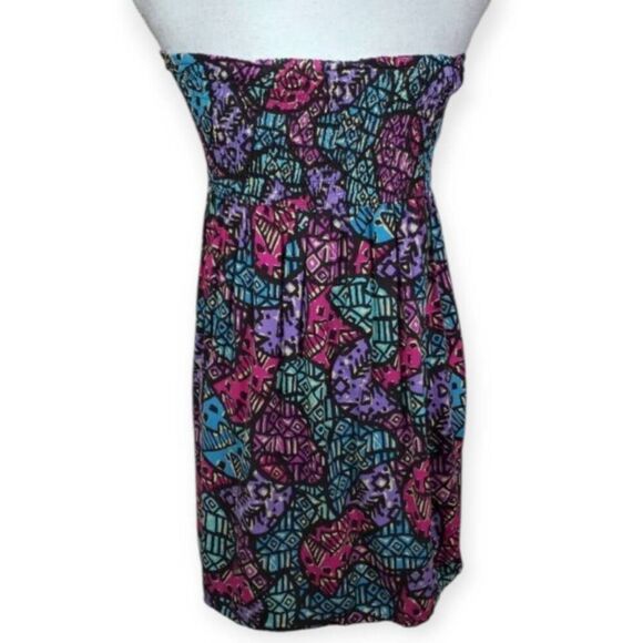 FOREVER 21 BLACK, PINK, PURPLE, & BLUE STRAPLESS DRESS SZ.L EUC. - Picture 6 of 8
